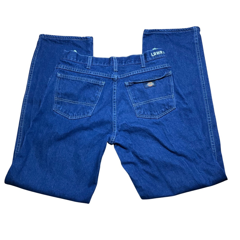 Dickies Mens Straight Leg Work Jeans Dark Wash Blue Denim 32x33 LRWRA 13293RNB